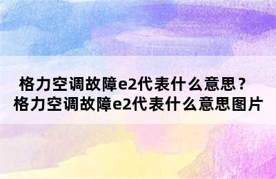 格力空调故障e2代表什么意思？ 格力空调故障e2代表什么意思图片